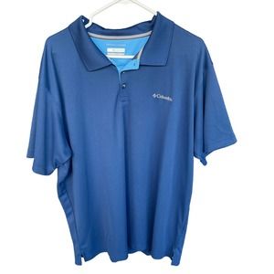 Columbia Polo Shirt Mens 2X XXL Blue Omni-wick Short Sleeve Pullover Golf